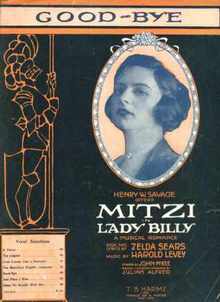 Mitzi in Lady Billy music for Good-Bye 1920