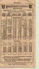 Pennsylvania RR 9/1927 Pocket Schedule