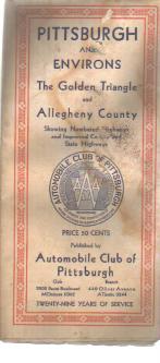 Gulf & AAA Road Map of Pittsburgh 1931