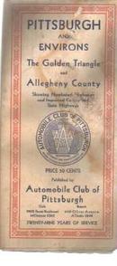 Gulf & AAA Road Map of Pittsburgh 1931
