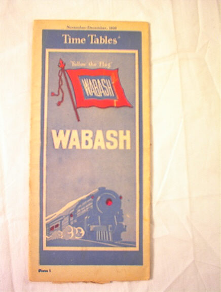NOVEMBER=DECEMBER 1930 WABASH TIME TABLES