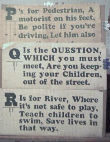 1928 Streetcar Safety Slogan Signs P Q & R