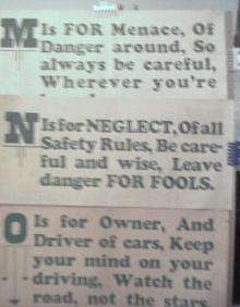 1928 Streetcar Safety Slogan Signs M N & O