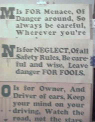 1928 Streetcar Safety Slogan Signs M N & O