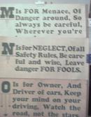 1928 Streetcar Safety Slogan Signs M N & O