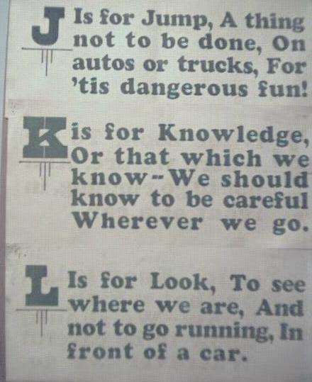 1928 Streetcar Safety Slogan Signs J K & L