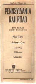 PA RR Time Tables 1941 New York-Atlantic City