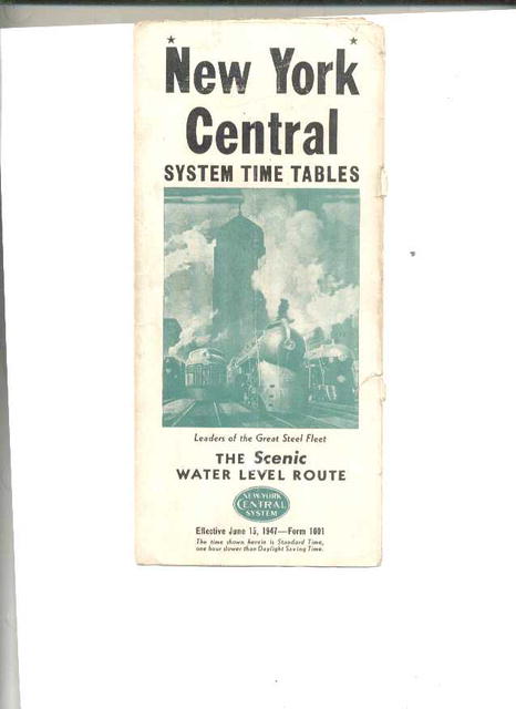 New York Central System Schedule/1947