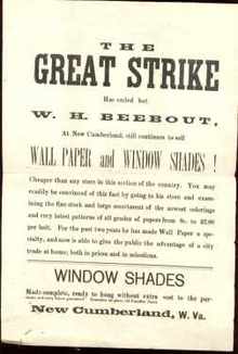 The Great Strike Has Ended 18?? ad handbill