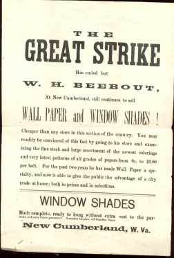 The Great Strike Has Ended 18?? ad handbill