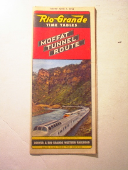 1953 Rio Grande Moffat Tunnel Route Timetable