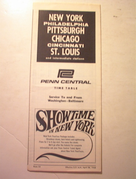 1968 Penn Central Time Table
