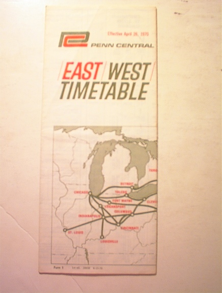 1970 Penn Central East/West/Time Table
