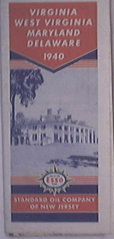 ESSO 1940 Map of Virginia West Virginia Maryland