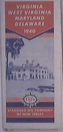 ESSO 1940 Map of Virginia West Virginia Maryland