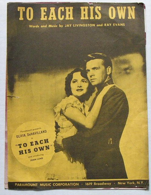 To Each His Own - Olivia DeHavilland / John Lund, 1946