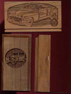 Engraved Bookends Letter Rack w Vintage Cars