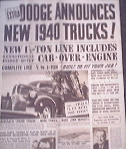RARE- 1940 New DODGE Trucks Annoument Paper