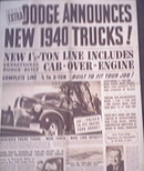 RARE- 1940 New DODGE Trucks Annoument Paper
