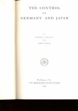 Control of Germany & Japan 1944 Brookings Institution