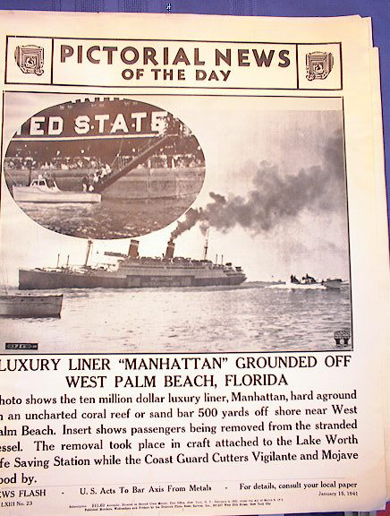 LUXURY LINER'MANHATTAN'GROUND JANUARY 15,1941