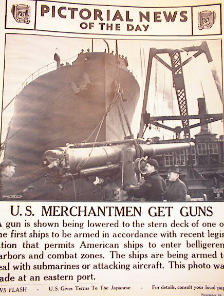 U.S MERCHANTMEN GET GUNS NOV 28,1941 PHOTO