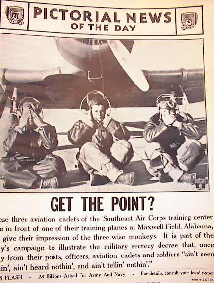 THREE AVIATION CADETS POSE IN FRONT OF PLANE