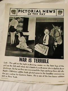AUGUST 6,1941 WAR IS TERRIBLE HORSE CABBIE