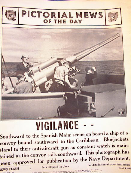 ANTI-AIRCRAFT GUN ON A SHIP. PHOTO 3-4-1942