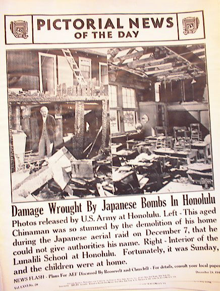DAMAGE WROUGHT BY JAP BOMBS IN HONOLULU PHOTO