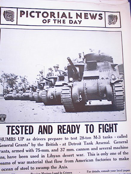 PHOTO OF TEST OF 28-TON M-3 TANKS JUNE 26,42