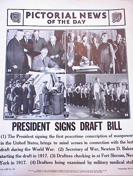 PRESIDENT SIGNS DRAFT BILL PHOTO 1940