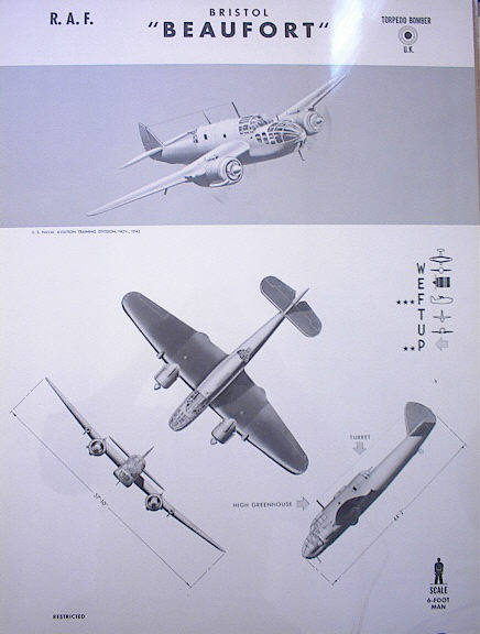 'BEAUFORT' U.K. TORPEDO BOMBER. RARE