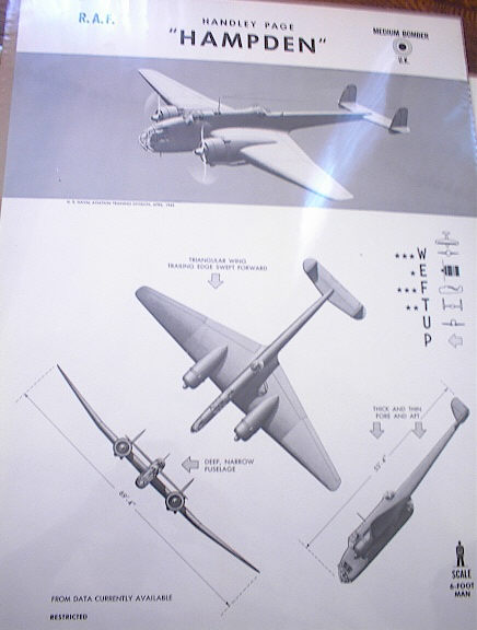 HANDLEY PAGE'HAMPDEN'U.K. MEDIUM BOMBER.RARE