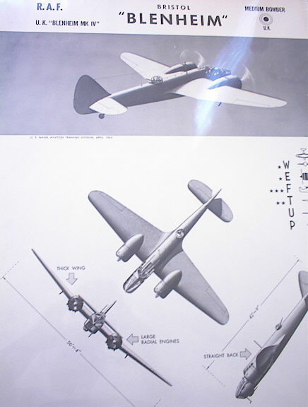 BRISTOL'BLENHEIM'U.K.MEDIUM BOMBER. 1943 RARE