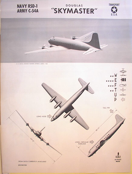 1943 TRAINING POSTER OF A DOUGLAS SKYMASTER