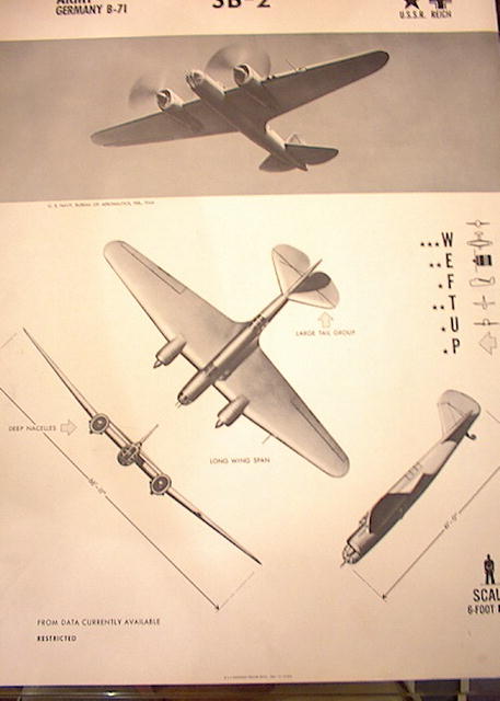 1944 TRAINING POSTER OF 'SB-2'MEDIUM BOMBER