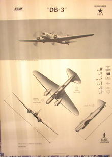 1944TRAING POSTER OF'DB-3'MEDIYM BOMBER PLANE