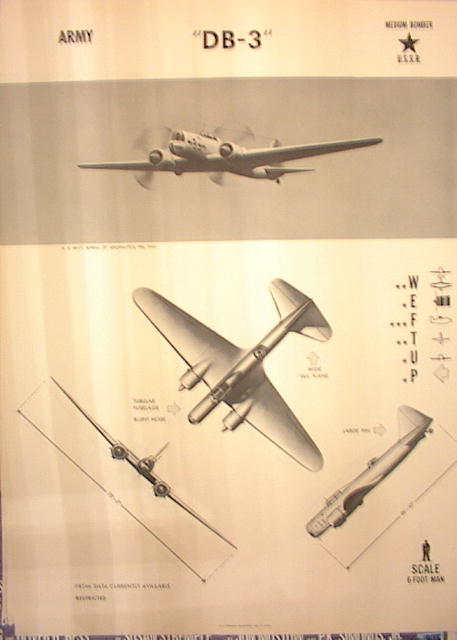 1944TRAING POSTER OF'DB-3'MEDIYM BOMBER PLANE