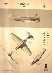 1944 TRAING POSTER OF'MIG-3'FIGHTER PLANE