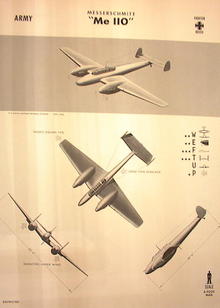 1944 TRAING POSTER OF 'Me 110' FIGHTER PLANE