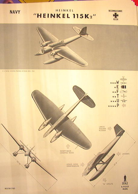 1944 TRAING POSTER OF'HEINKEL 115K2'RECONNAIS