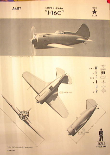 1944 TRAING POSTER OF 'I-16C'FIGHTER PLANE