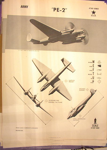 1944 TRAING POSTER OF 'PE-2' ATTACK BOMBER