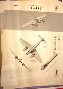 1944 TRAING POSTER OF 'Hs-129' ATTACK BOMBER