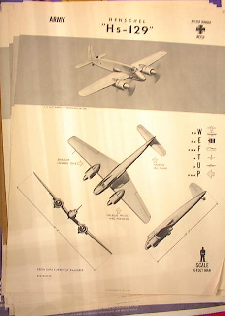 1944 TRAING POSTER OF 'Hs-129' ATTACK BOMBER