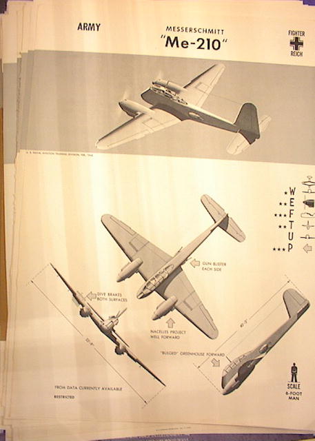 1944 TRAING POSTER OF 'Me-210' FIGHTER PLANE