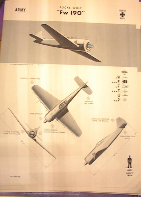 1942 TRAING POSTER OF 'Fw 190' FIGHTER PLANE