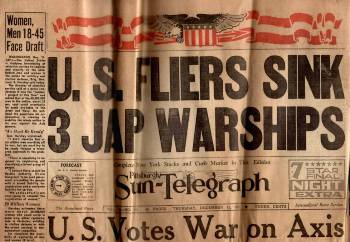 WWII Newspaper-Pgh Sun-Telegraph ; Dec 11, 1941