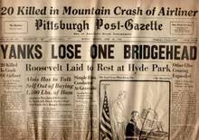 WWII Newspaper-Pittsburgh Post-Gazette; April 16, 1945